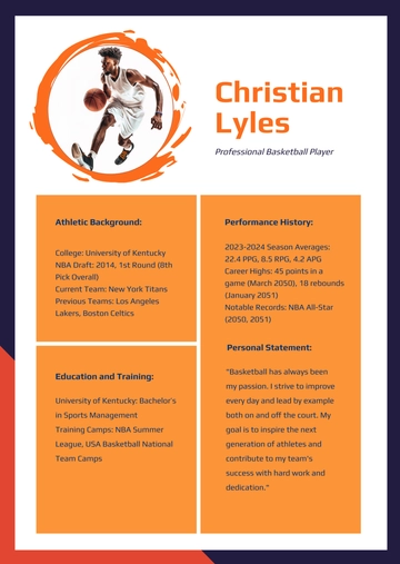 Free Sports Profile Template to Edit Online