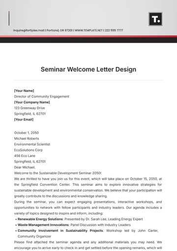 Free Seminar Welcome Letter Design Template to Edit Online