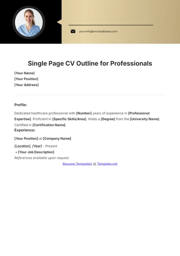 Free Single Page CV Outline for Professionals Template to Edit Online