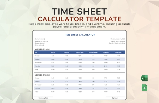 Time Sheet Calculator Template