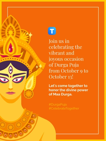 Free Durga Puja Social Media Post Template to Edit Online