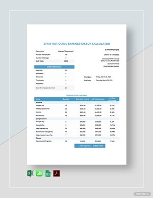 Staff Ratio And Expense Factor Calculator Template