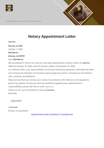 Free Notary Appointment Letter Template to Edit Online