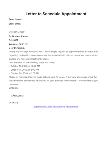 Free Letter to Schedule Appointment Template to Edit Online