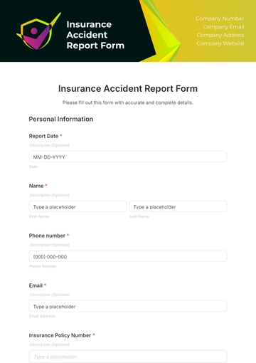 Free Insurance Accident Report Form Template to Edit Online