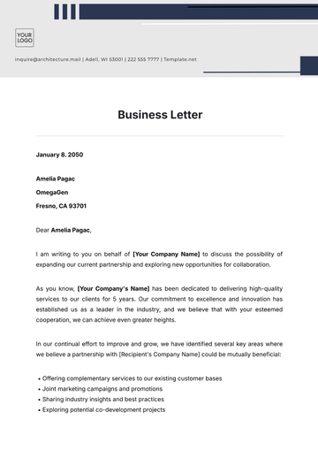 Free Business Letter Template to Edit Online