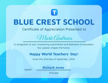 Free World Teachers' Day Certificate Template to Edit Online