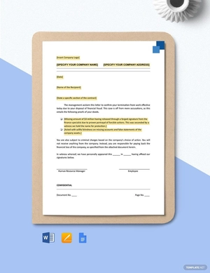 Termination on account of financial fraud template