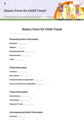 Free Notary Form for Child Travel Template to Edit Online