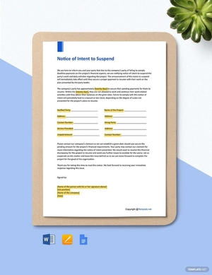 Notice of Intent to Suspend Template