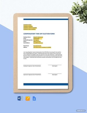 Compensatory Time Off Election Form Template