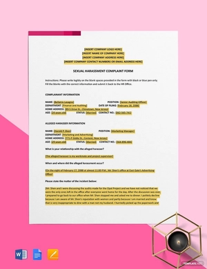 Sexual Harassment Complaint Form Template