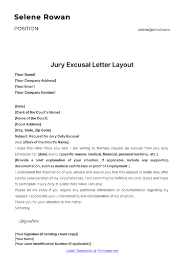 Free Jury Excusal Letter Layout Template to Edit Online
