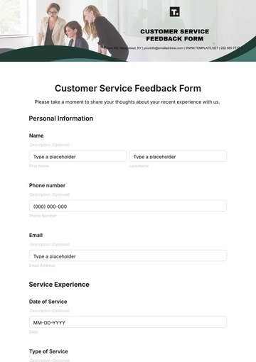 Free Customer Service Feedback Form Template to Edit Online