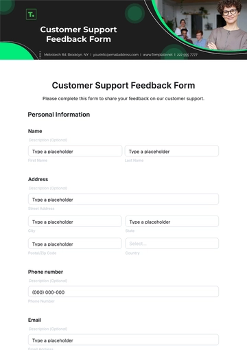 Free Customer Support Feedback Form Template to Edit Online