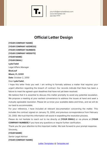 Free Official Letter Design Template to Edit Online