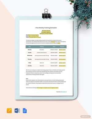 Weekly Training Schedule Template