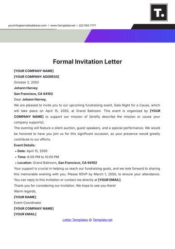 Free Formal Invitation Letter Template to Edit Online