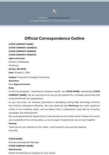 Free Official Correspondence Outline Template to Edit Online