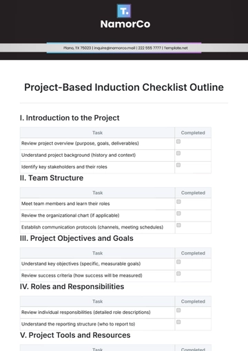 Free Project-Based Induction Checklist Outline Template to Edit Online