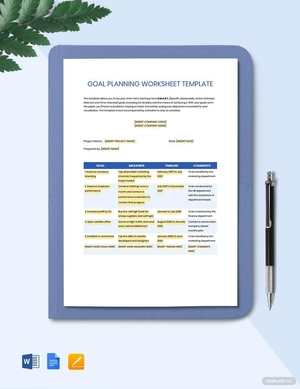 Goal Planning Worksheet Template