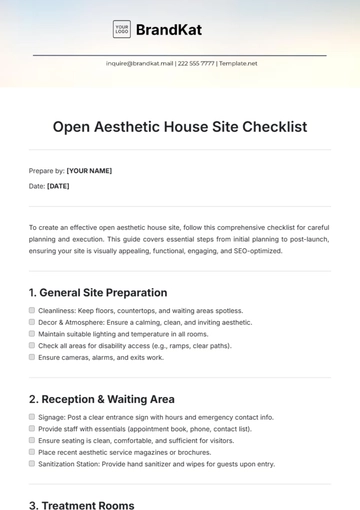Free Open Aesthetic House Site Checklist Template to Edit Online