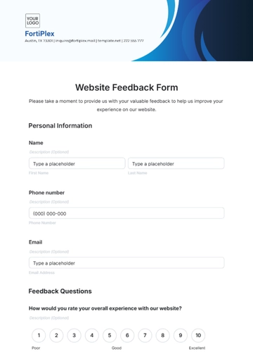 Free Website Feedback Form Template to Edit Online