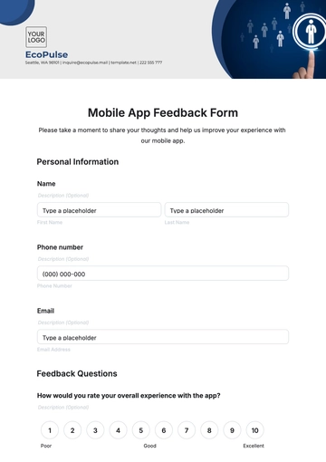 Free Mobile App Feedback Form Template to Edit Online
