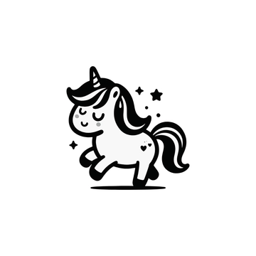 Free Black & White Unicorn Clipart to Edit Online