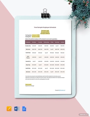 Sample Employee Schedule Template