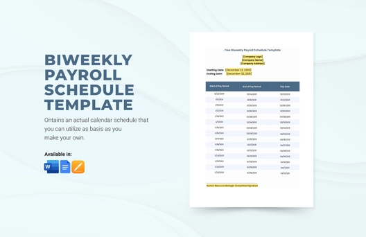 Biweekly Payroll Schedule Template