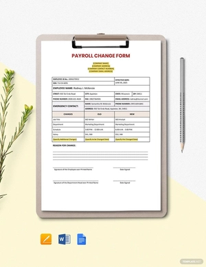 Payroll Change Form Template