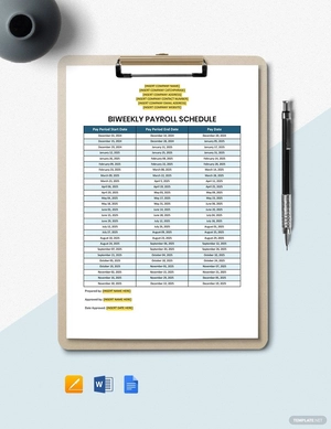 Simple Biweekly Payroll Schedule Template