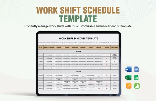 Work Shift Schedule Template