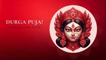 Free Red Durga Puja Background Template to Edit Online
