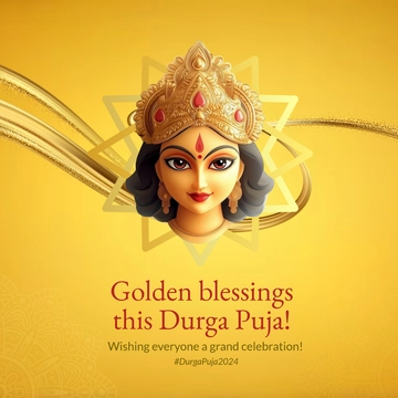 Free Gold Durga Puja Instagram Post Template to Edit Online