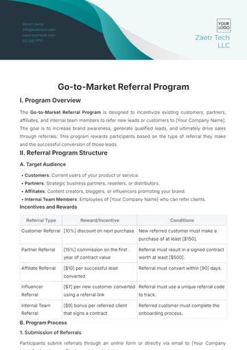 Free Go-to-Market Referral Program Template to Edit Online