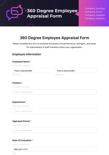 Free 360 Degree Employee Appraisal Form Template to Edit Online