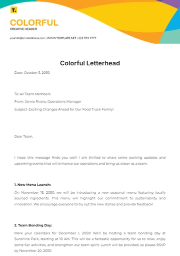 Free Colorful Letterhead Template to Edit Online