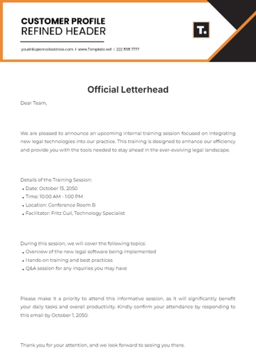 Free Official Letterhead Template to Edit Online