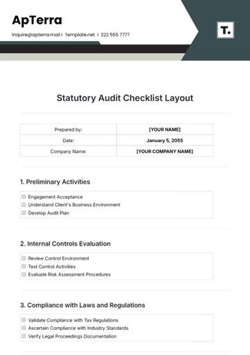 Free Statutory Audit Checklist Layout Template to Edit Online