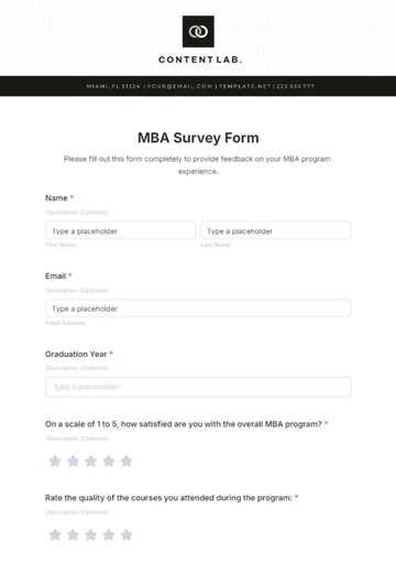 Free MBA Survey Form Template to Edit Online