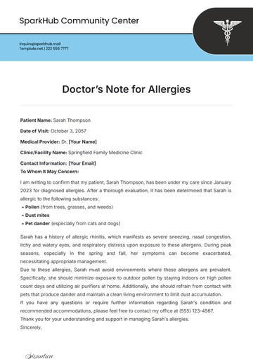 Free Doctor???s Note for Allergies Template to Edit Online