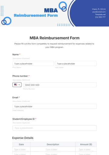 Free MBA Reimbursement Form Template to Edit Online