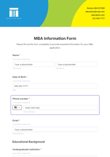 Free MBA Information Form Template to Edit Online