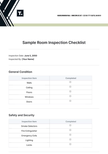 Free Sample Room Inspection Checklist Template to Edit Online