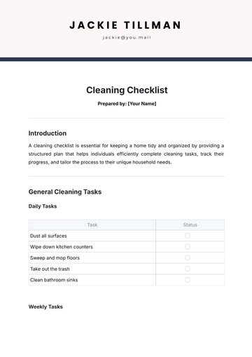 Free Cleaning Checklist Template to Edit Online