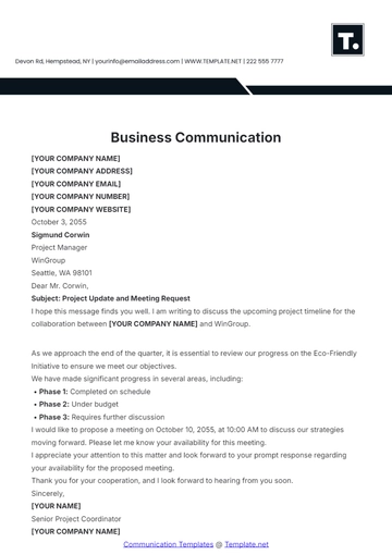 Free Business Communication Template to Edit Online