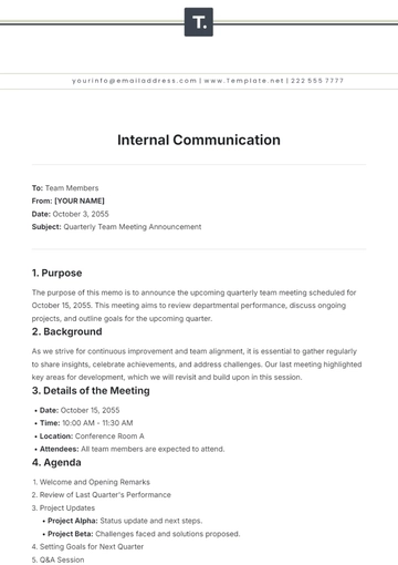 Free Internal Communication Template to Edit Online