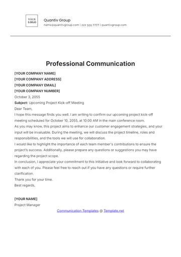 Free Professional Communication Template to Edit Online